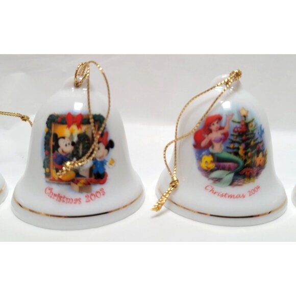 Lot of 6 Disney Characters 2" Ceramic Christmas Bell Ornaments 2001-2006 - Picture 3 of 8
